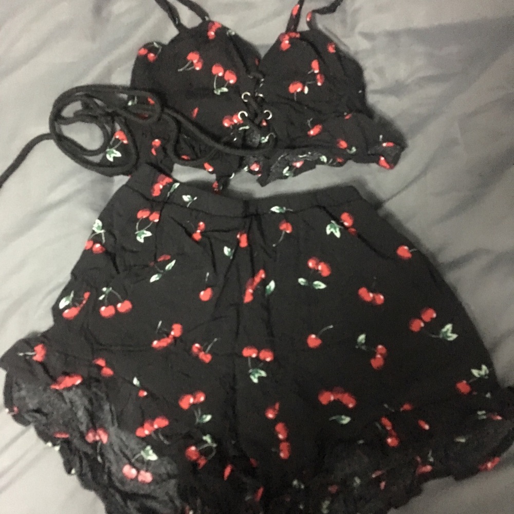 Cherry print two piece set small